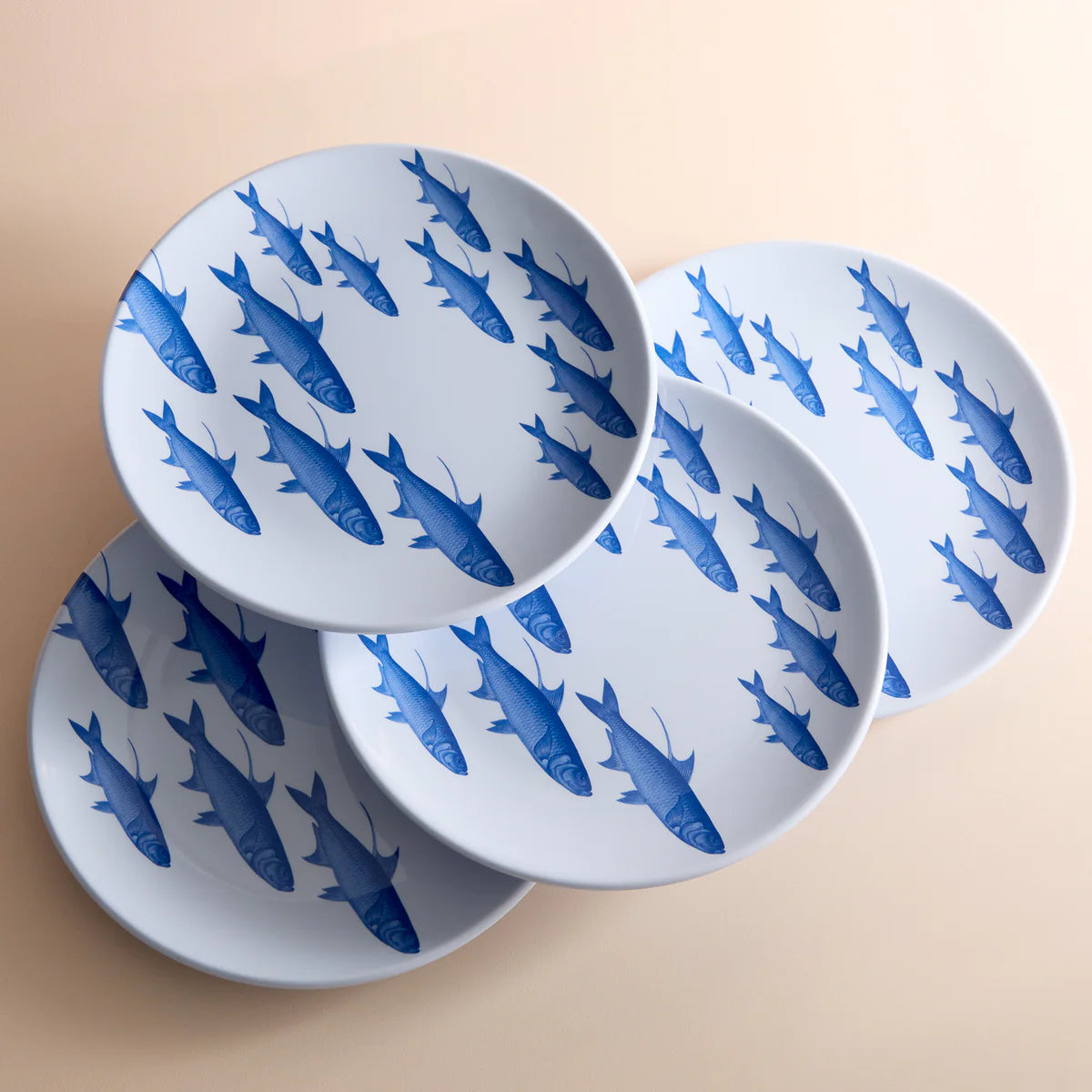 SchoolofFishMelamineDinnerPlatesCoastalCompassHomeDecor